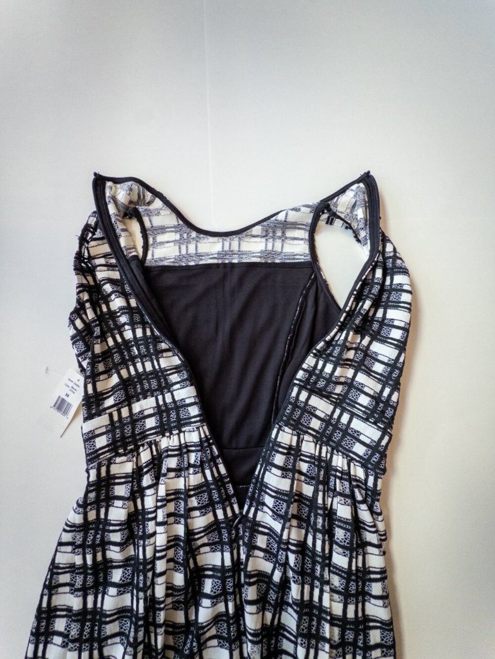 ALEXIA ADMOR Plaid Lace Detail Dress Women's Size X-Small Black/White - Picture 4 of 11